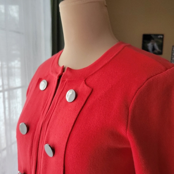 Chico's Red Hook & Eye Military Style Sweater Jacket, Size M - Picture 3 of 10